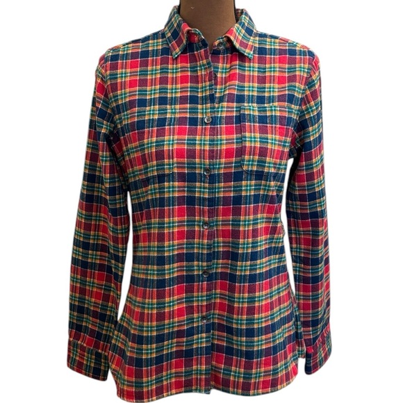 Woolrich Tops - Woolrich Flannel Plaid Blue Red Long Sleeve Button Down Cotton Shirt Size Small